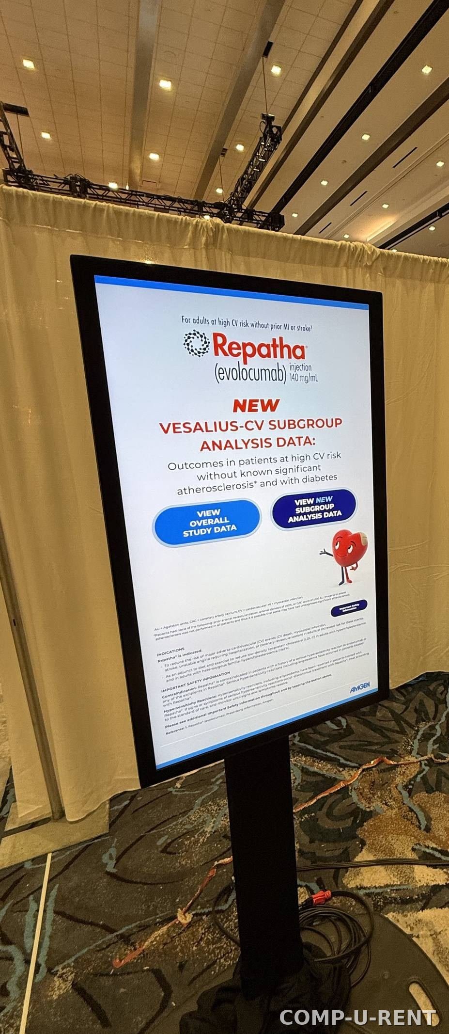 Large TV display rental on a stand